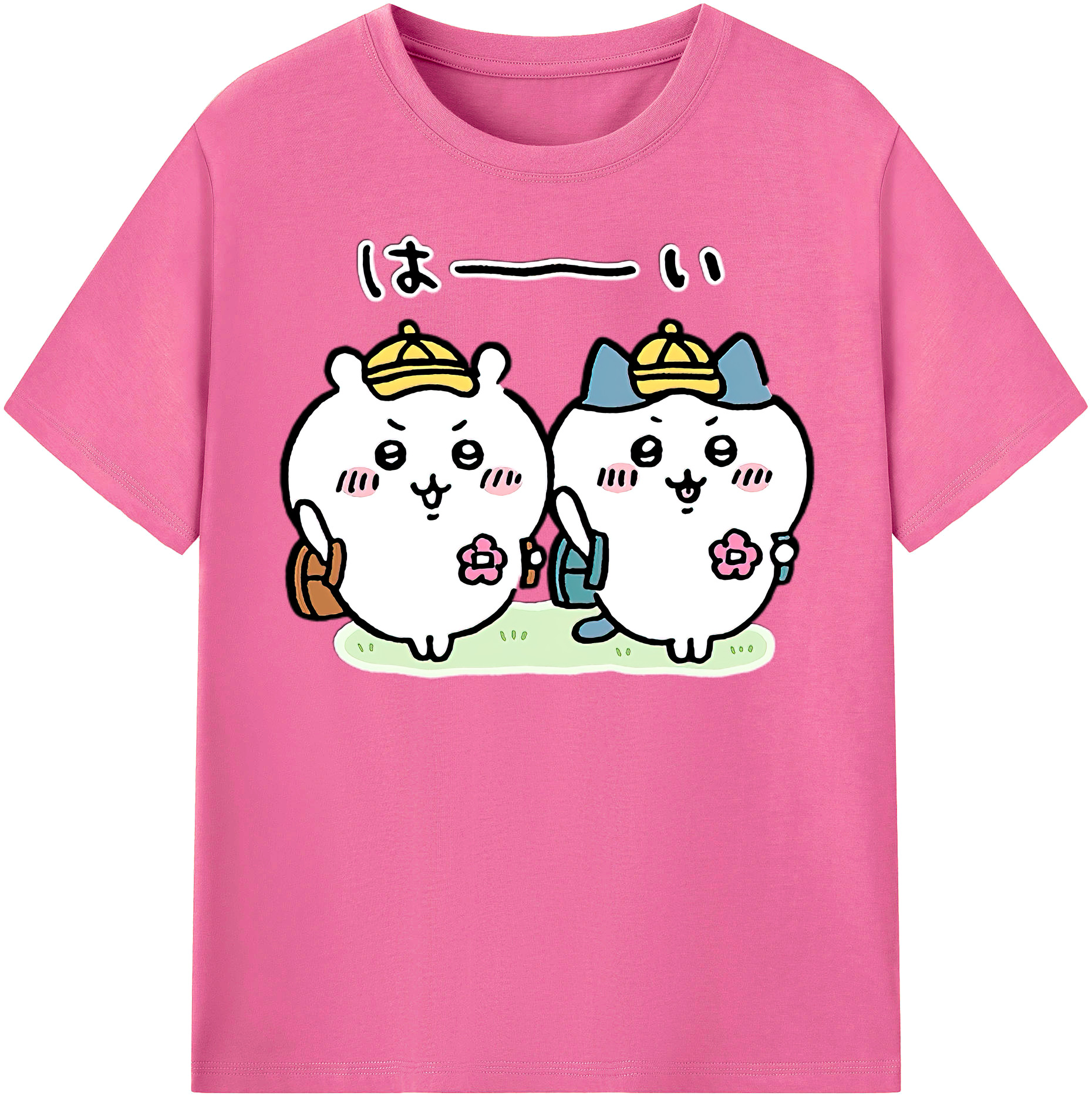 （画像用） ちいかわ ハチワレ Chii-kawa hachiware レディースカジュアルプリントTシャツ（綿100％）